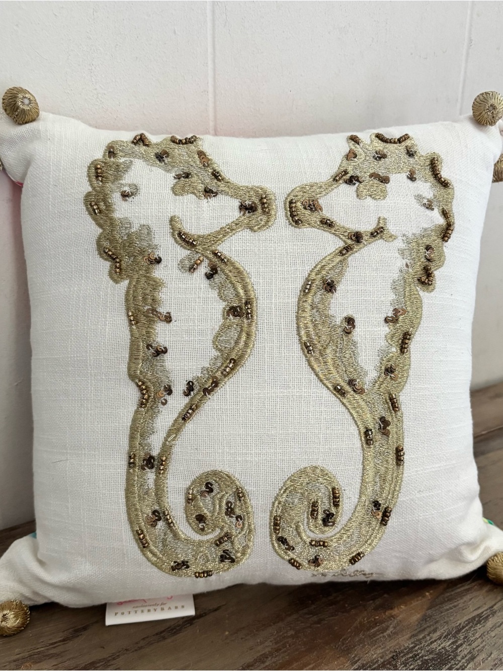 Limited Edition Lilly Pulitzer x Pottery Barn "Hold Your Horses" Seahorse Pillow